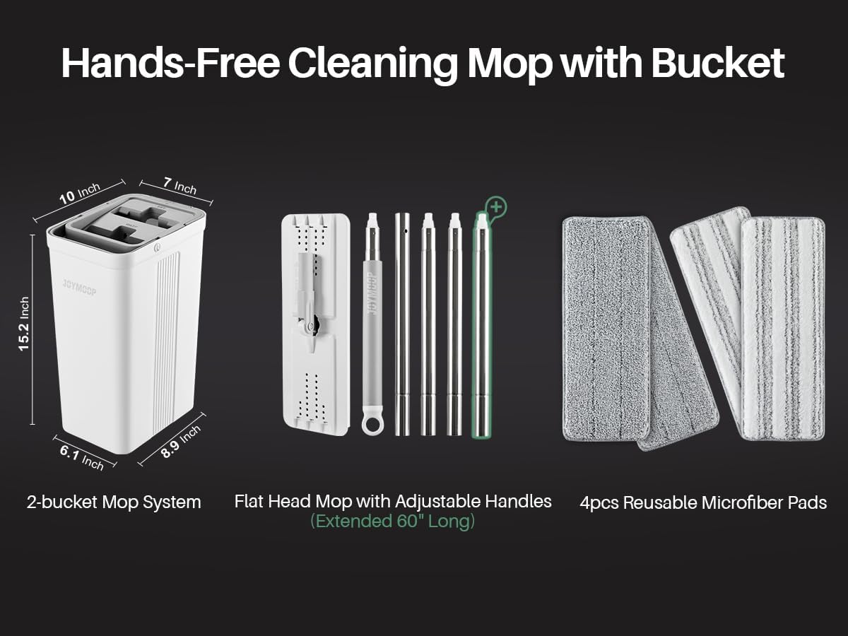 Hands-Free Flat Mop & Bucket Set
