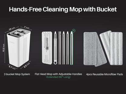 Hands-Free Flat Mop & Bucket Set