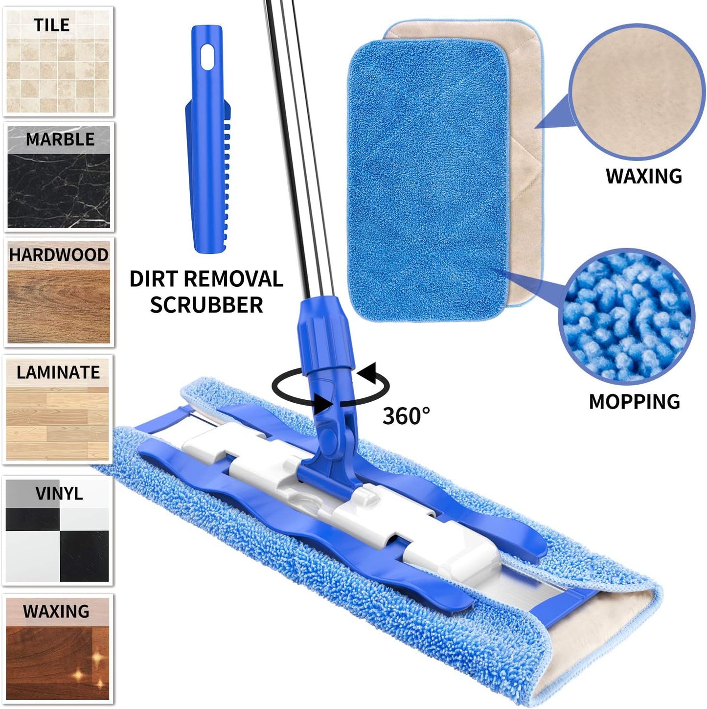 360° Microfiber Flat Mop