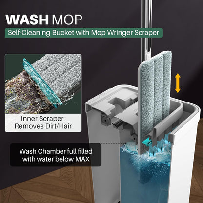 Hands-Free Flat Mop & Bucket Set